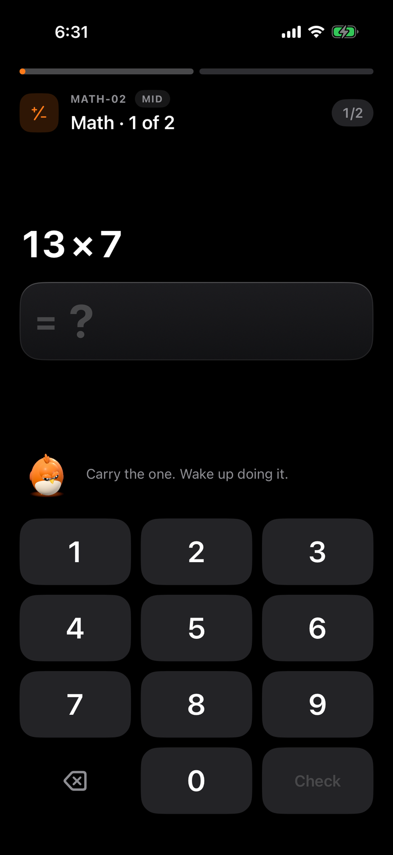 Math mission with a large keypad