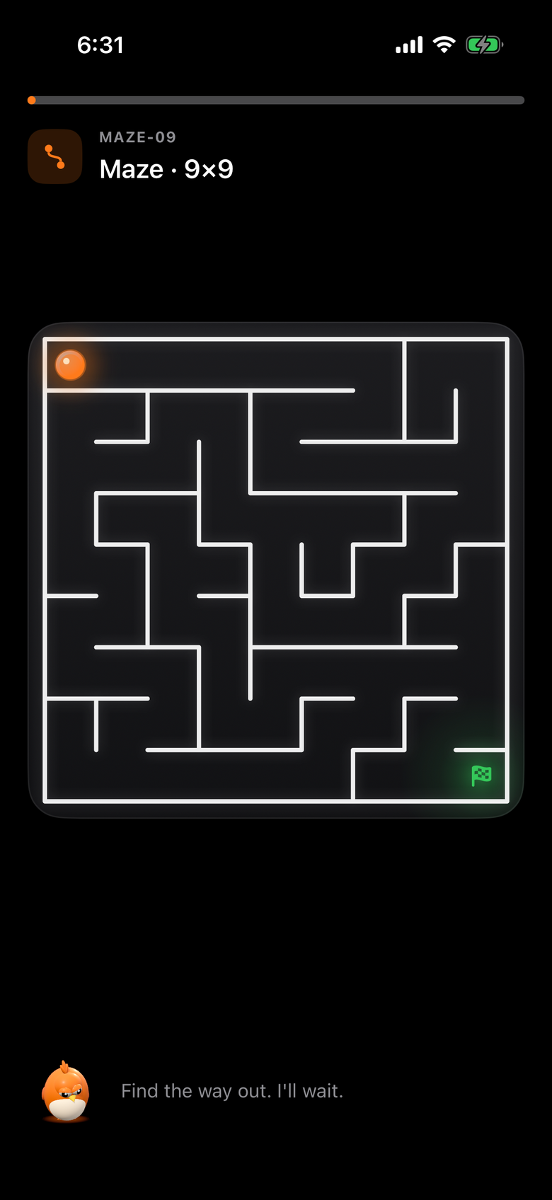 Maze mission: drag the dot to the exit